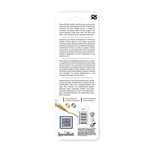 Speedball® Gold & Silver Acrylic Lettering Brush Pens Set